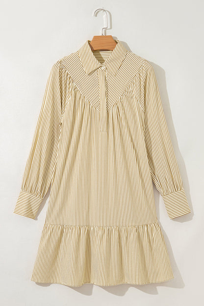 Brown Stripe Collared Dress RTS