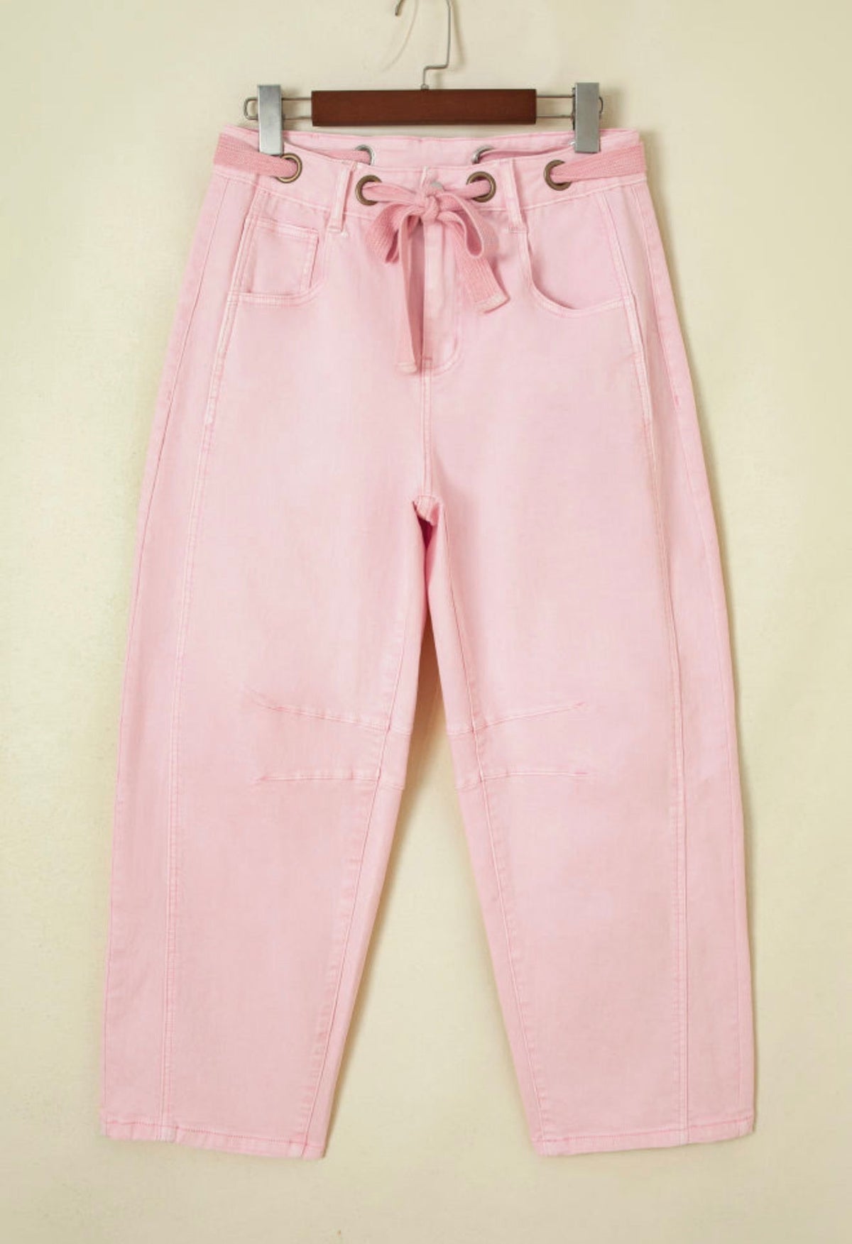 Tie-Waist Barrel Jeans