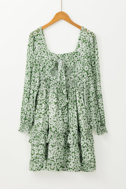 Green Floral Shirred Dress LT
