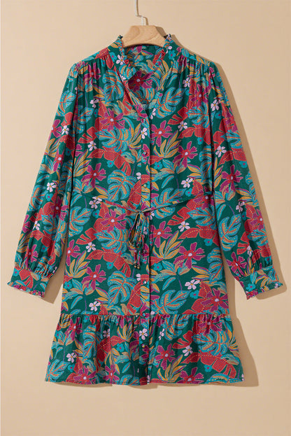 Green Floral Frilled Dress LT