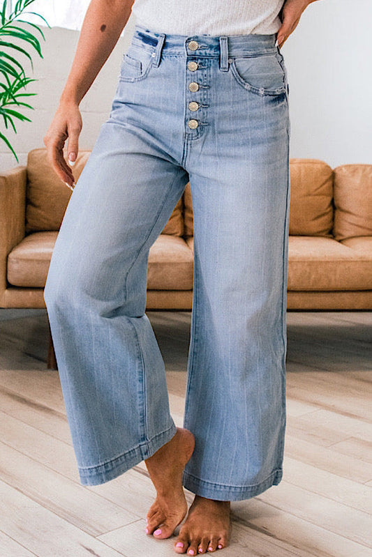 Button Fly Wide Leg Jeans LT