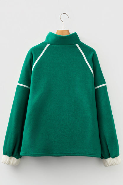 Green Contrast Plus Size Pullover LT