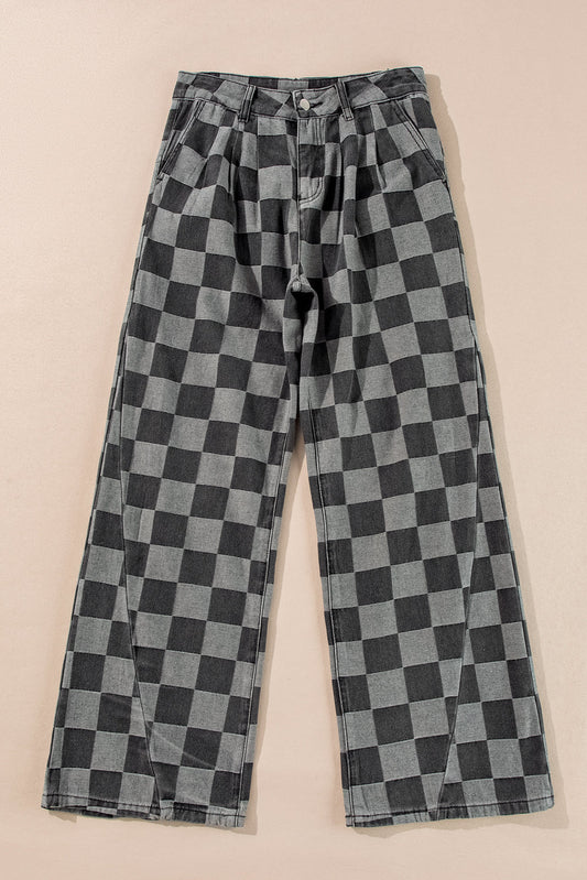 Grey Checkered Jeans RTS