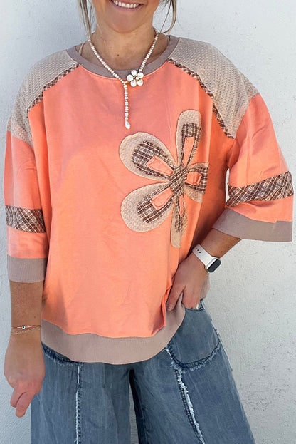 Orange Patchwork Flower Top LT