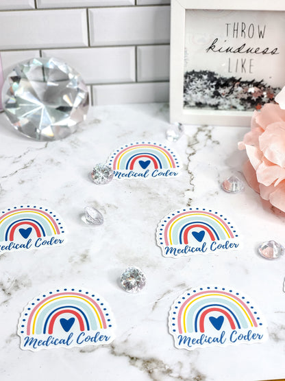 Medical coder rainbow sticker