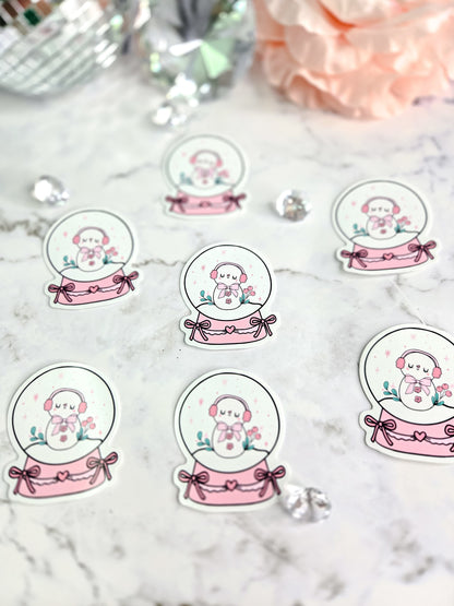 Frosty the snowman in a snowglobe sticker