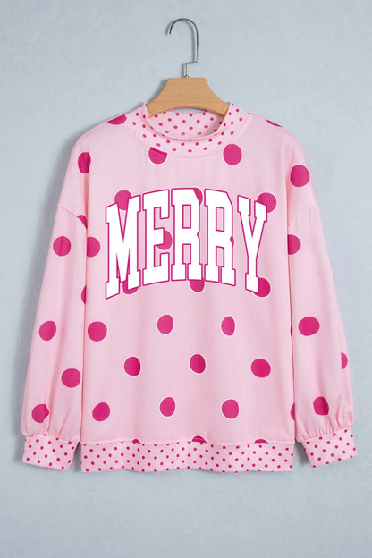 Pink Polka Dot Merry Sweatshirt