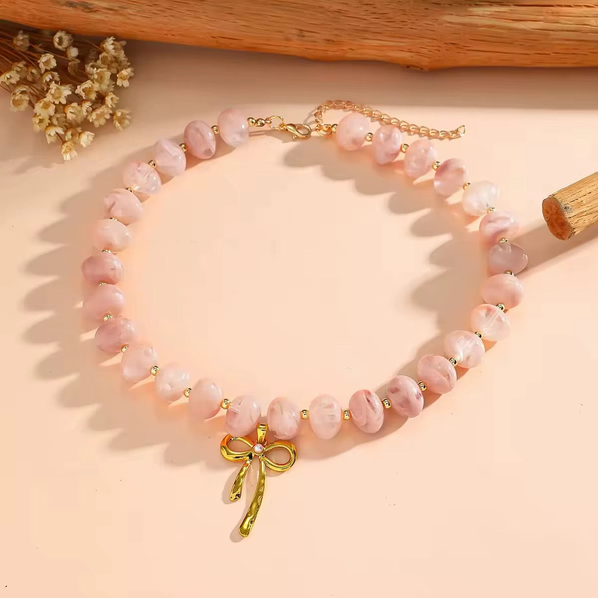 Beaded Bow Necklace RTS