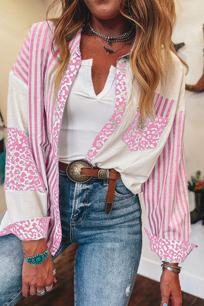 Striped Leopard Casual Top LT