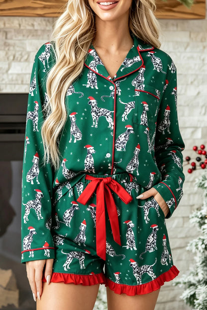 Long Sleeve Dog Print Two Piece Set