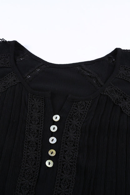 Black Crochet Eyelet Top LT