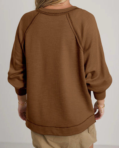 Textured V Neck Top LT