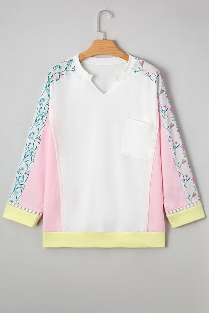 White Floral Patchwork Top LT
