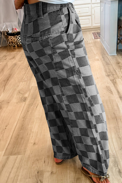 Grey Checkered Jeans RTS