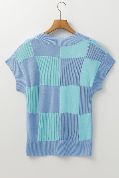 Light Blue Checkered Sweater LT