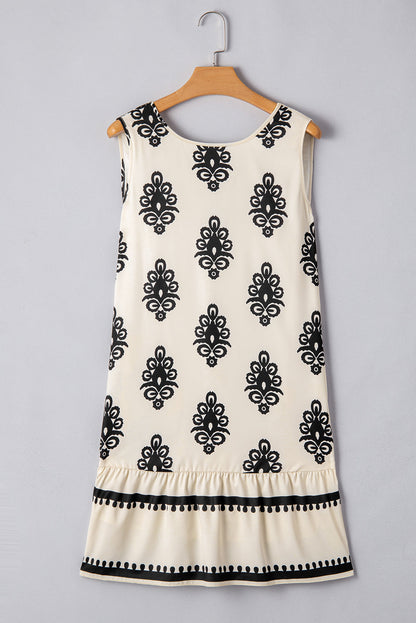 Beige Geometric Bowknot Dress LT