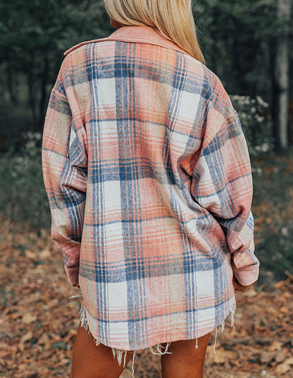 Light Pink Plaid Shacket LT