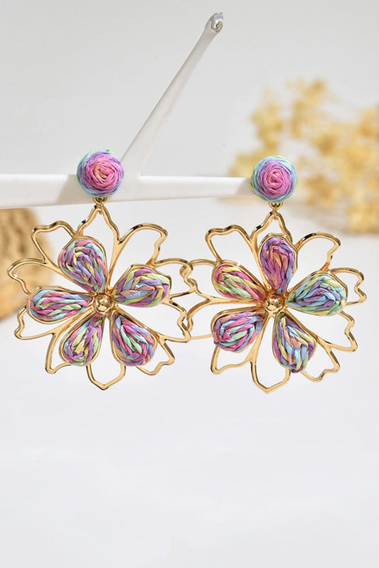 Gold Rainbow Flower Earrings RTS