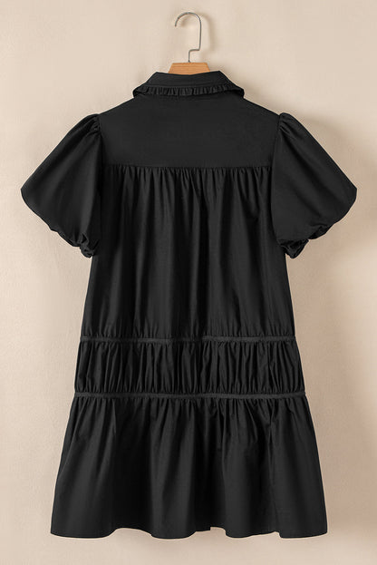 Black Ruffle Mini Dress RTS