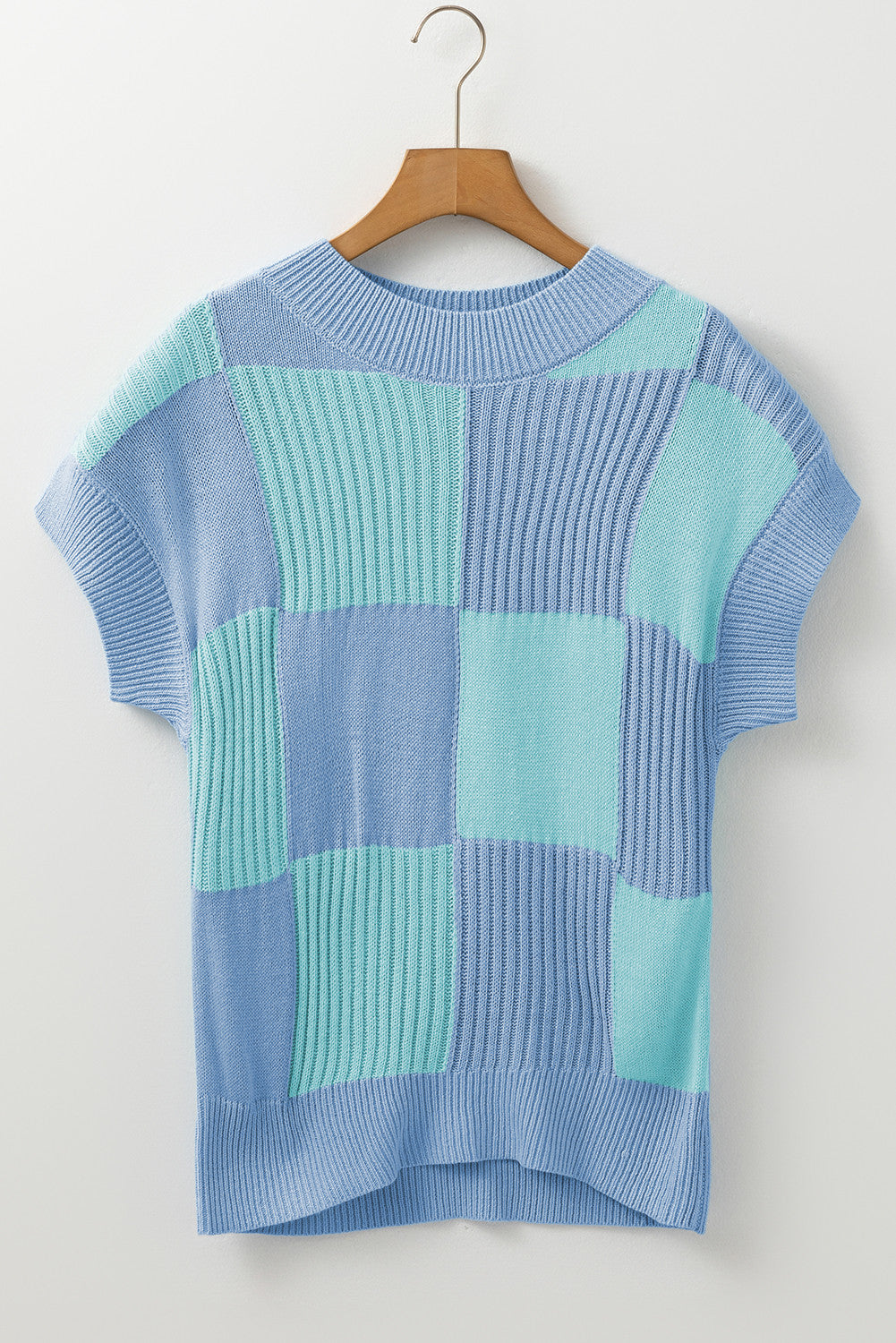 Light Blue Checkered Sweater LT