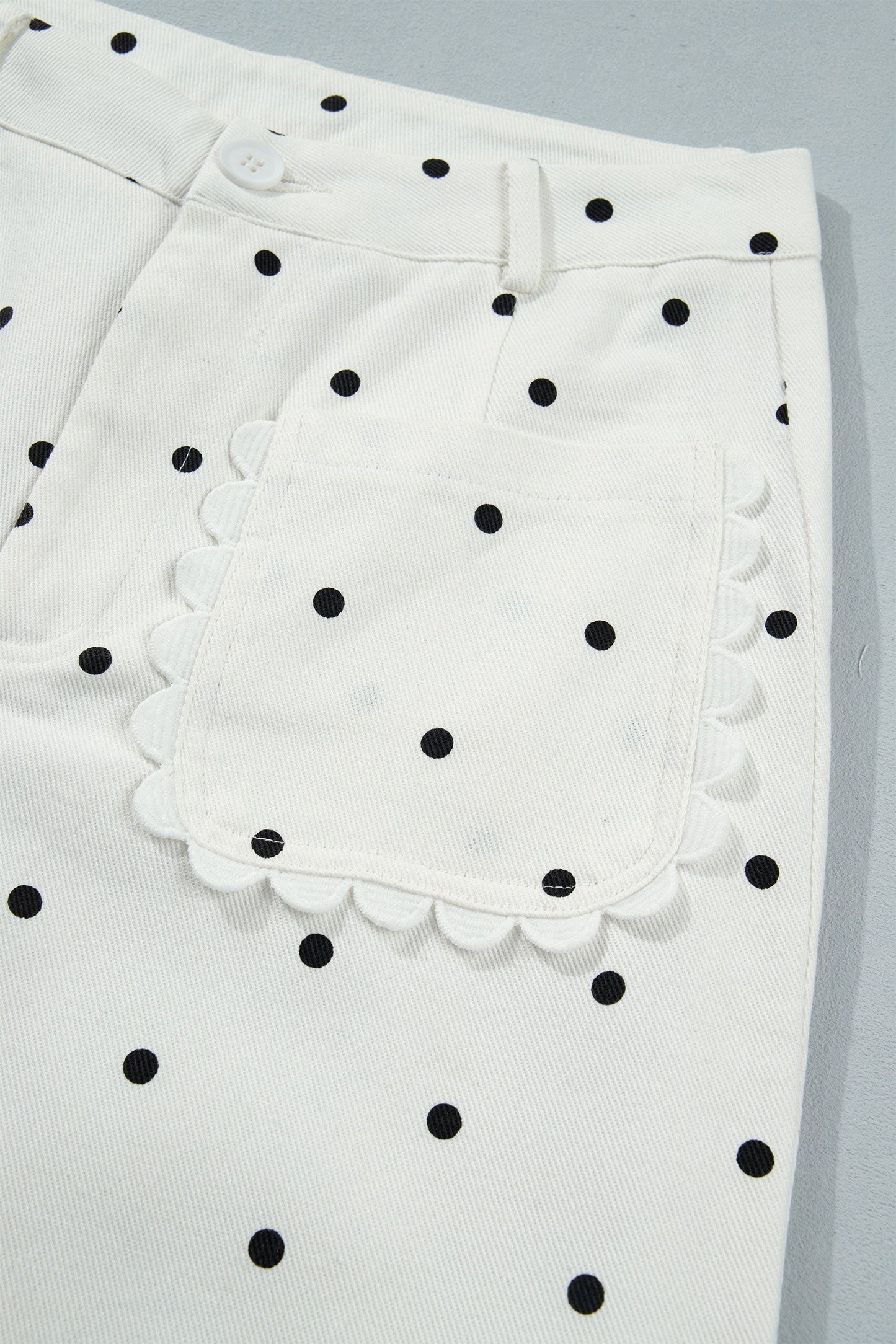 Polka-Dot Scalloped Jeans