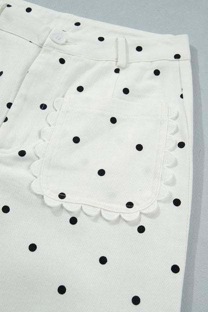 Polka-Dot Scalloped Jeans