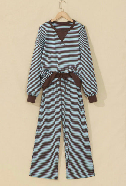 Brown Stripe Two Piece Set