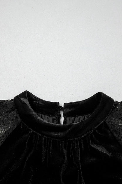 Black Lace Velvet Blouse