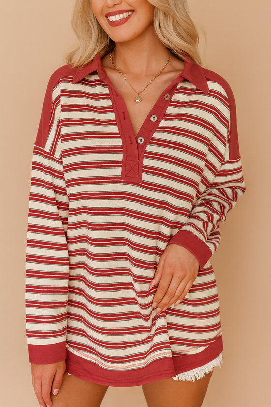 Red Striped Pullover LT