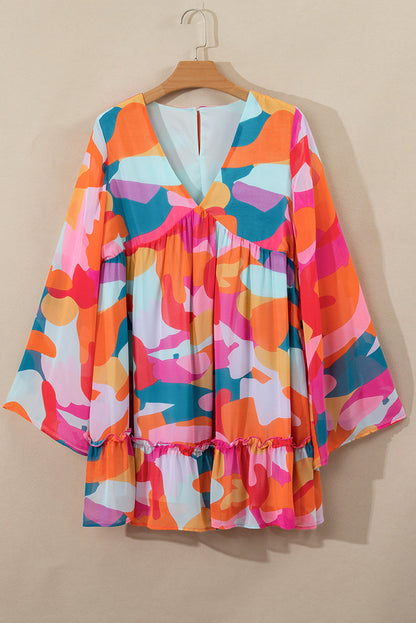 Abstract Bell Sleeve Dress LT