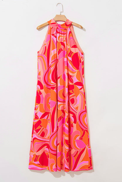 Abstract High Neck Maxi Dress RTS