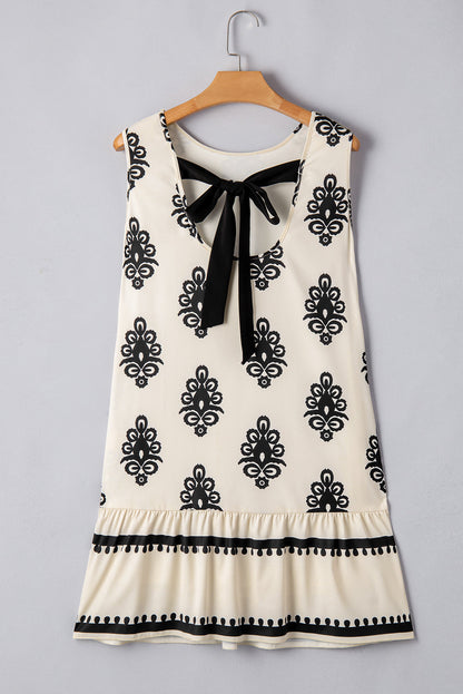 Beige Geometric Bowknot Dress LT