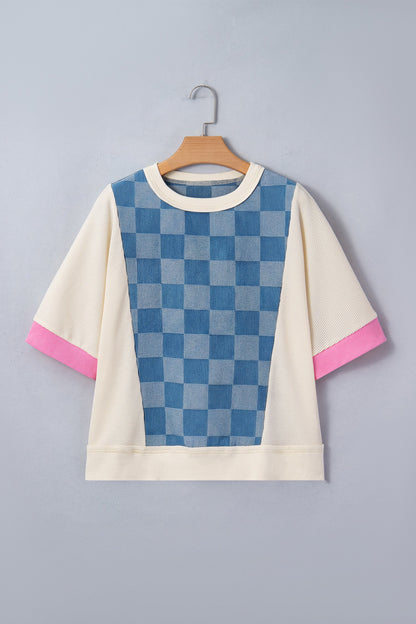 Denim Checkered Loose Top RTS