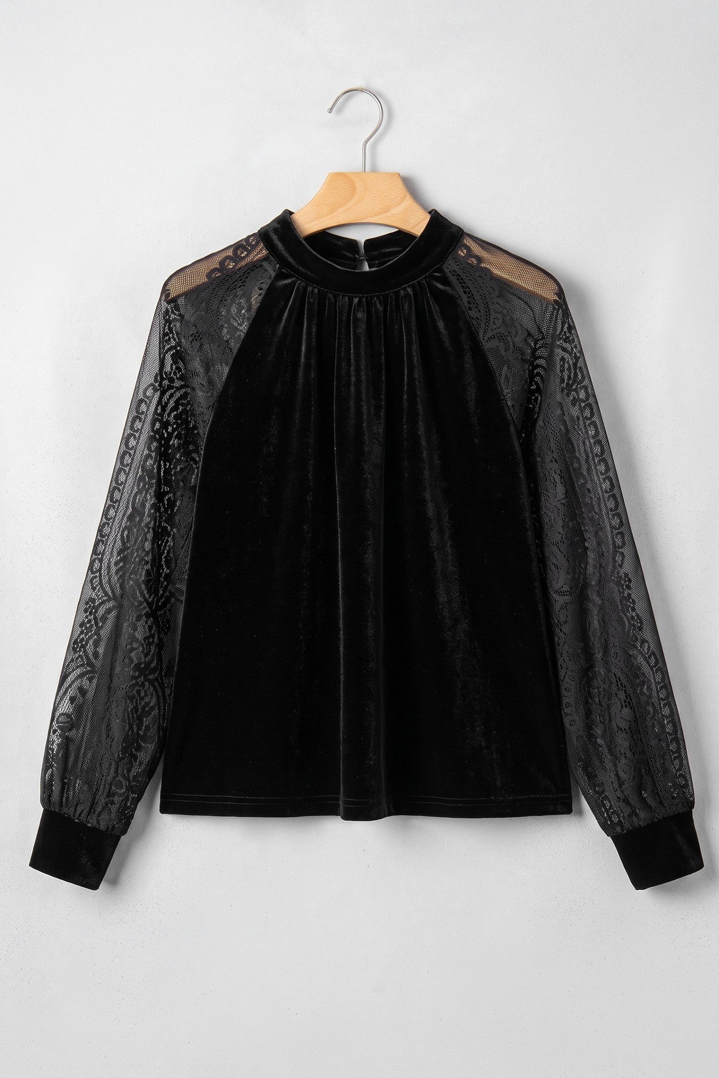 Black Lace Velvet Blouse