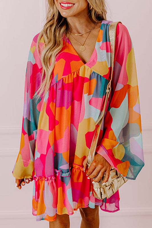 Abstract Bell Sleeve Dress LT