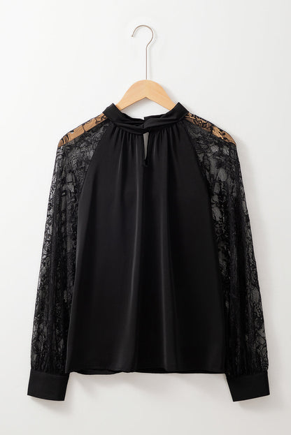 Black Floral Lace Blouse LT