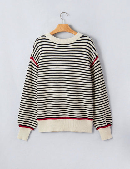 Black Stripe Ribbed Sweater