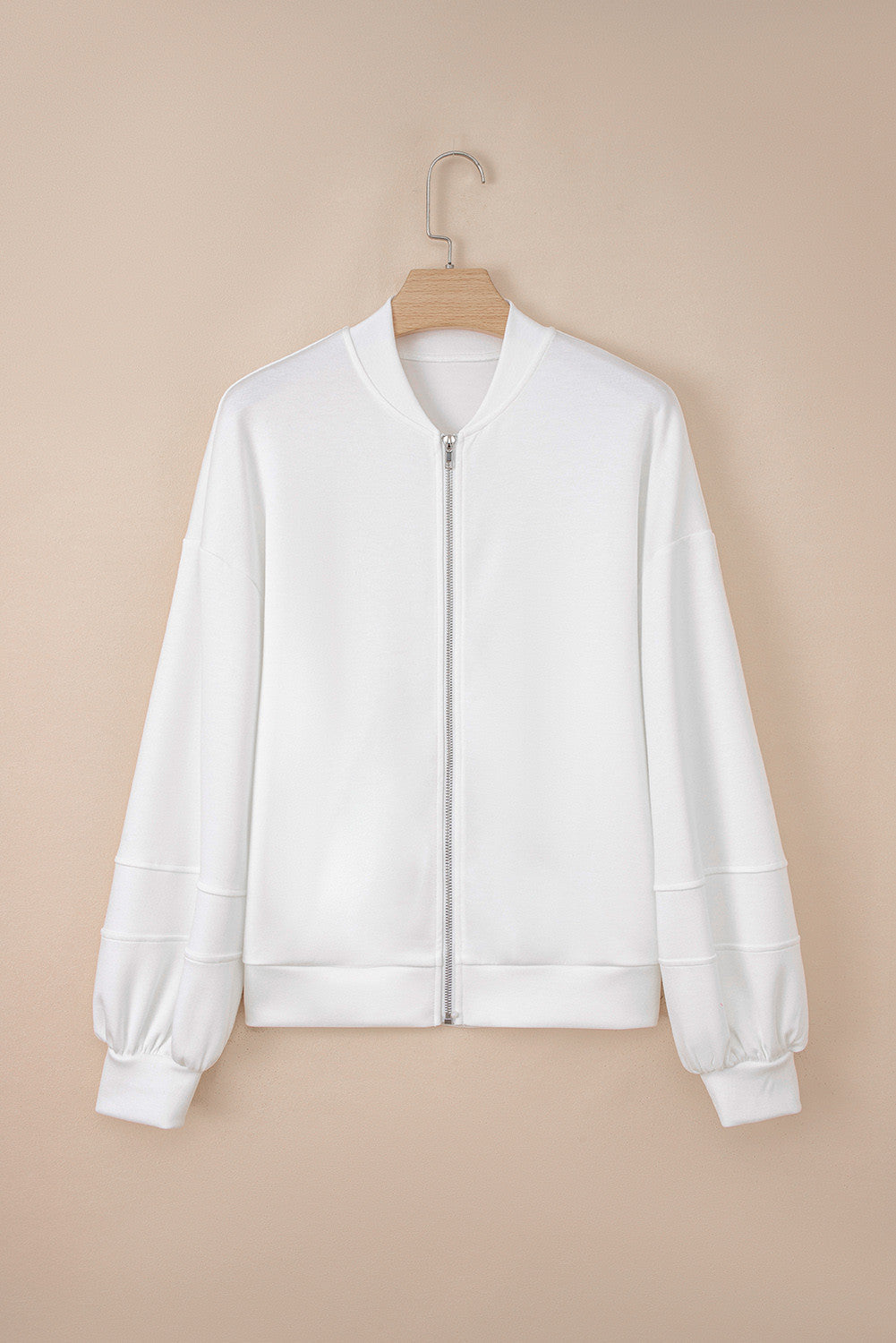 White Zip Up Knit Puff Jacket LT