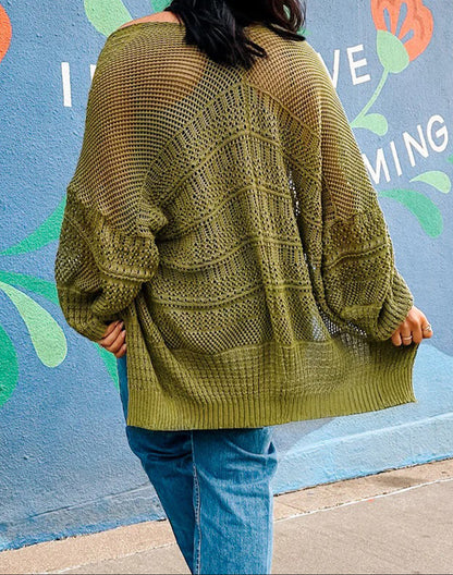 Green Crochet Knit Cardigan LT