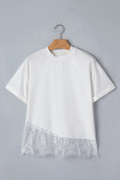 White Lace Asymmetric Blouse