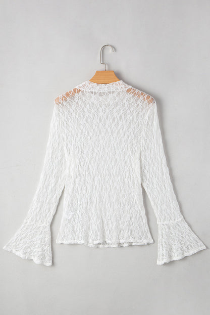 Sheer Lace Bell Sleeve Blouse LT