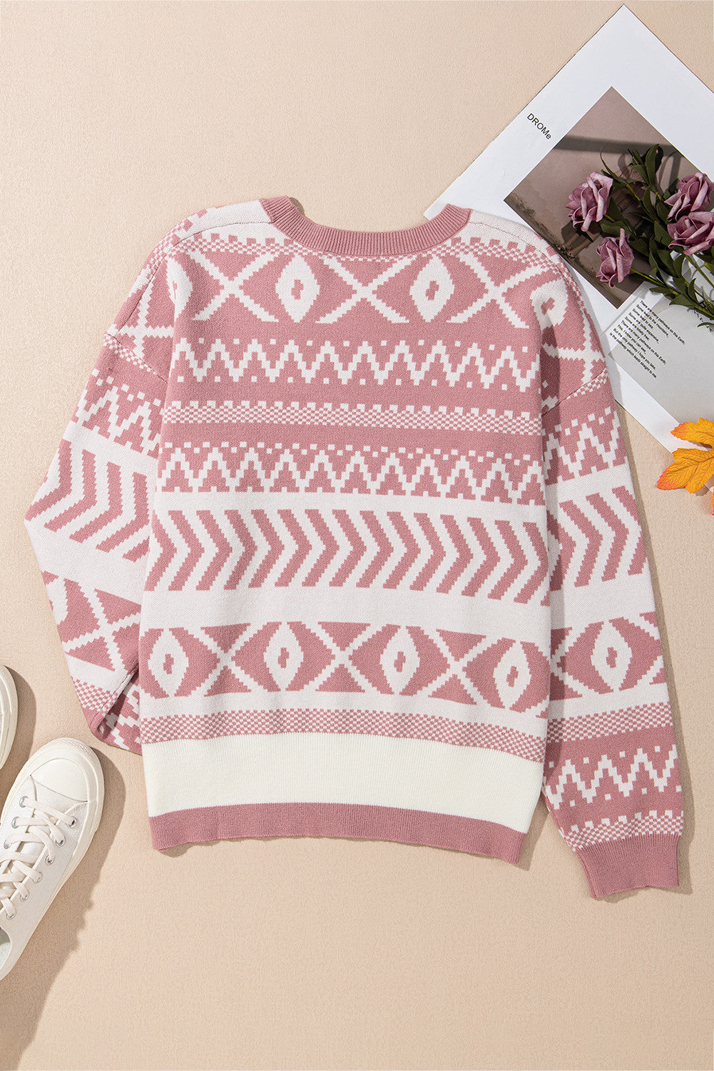 Abstract Print Pullover Sweater LT