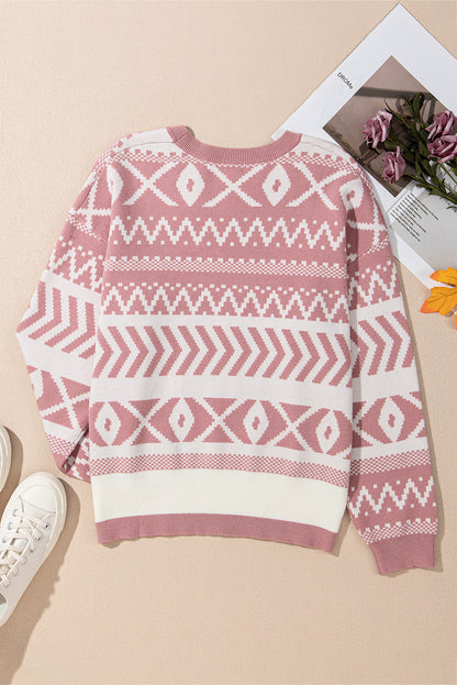 Abstract Print Pullover Sweater LT