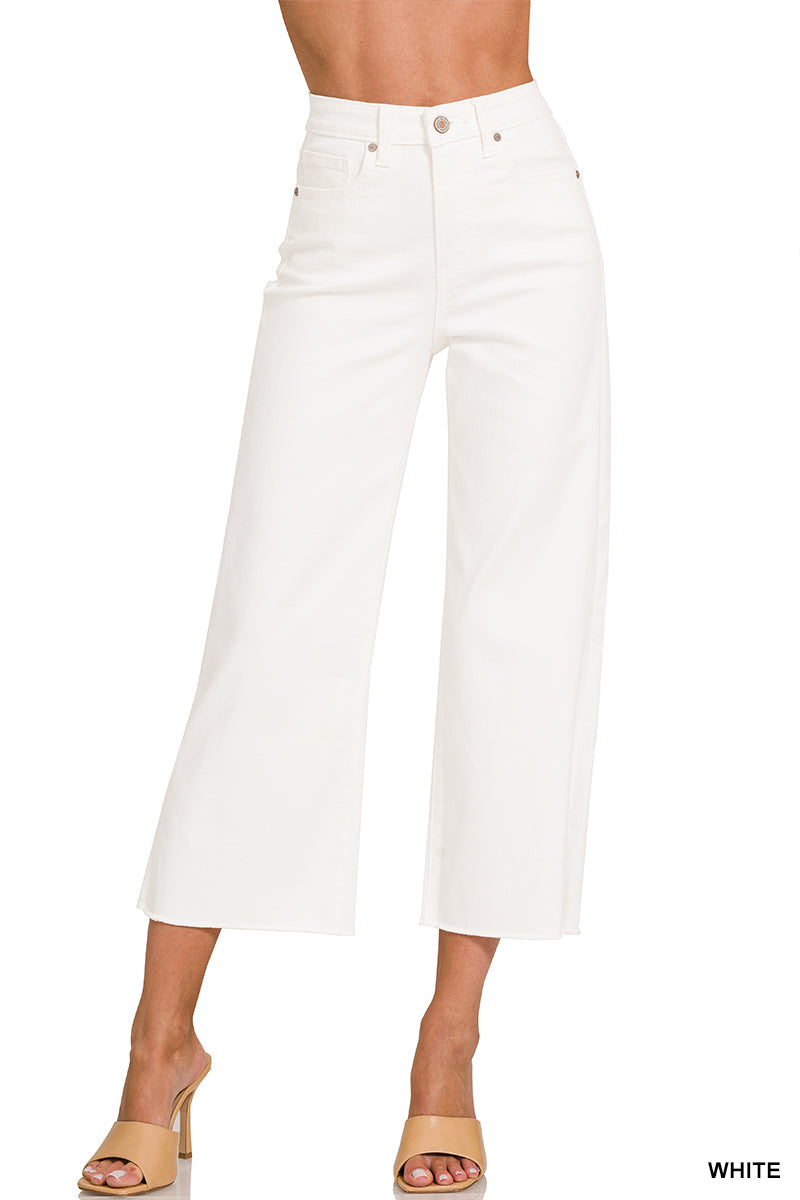 High Rise Wide Leg Cropped Zenana