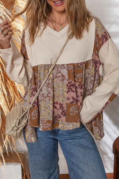 Beige Paisley Ethnic Print Top LT