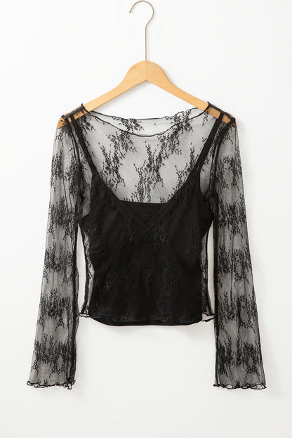 Lace Mesh Blouse *multiple colors* RTS