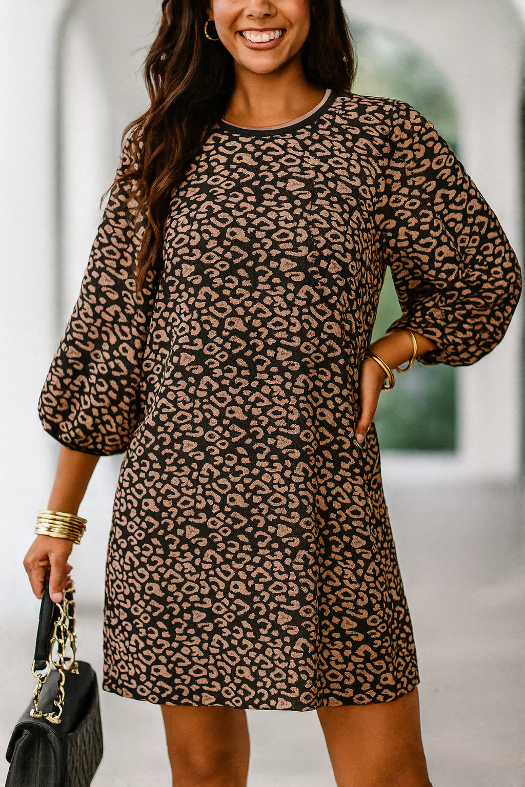 Black Leopard Mini Dress LT