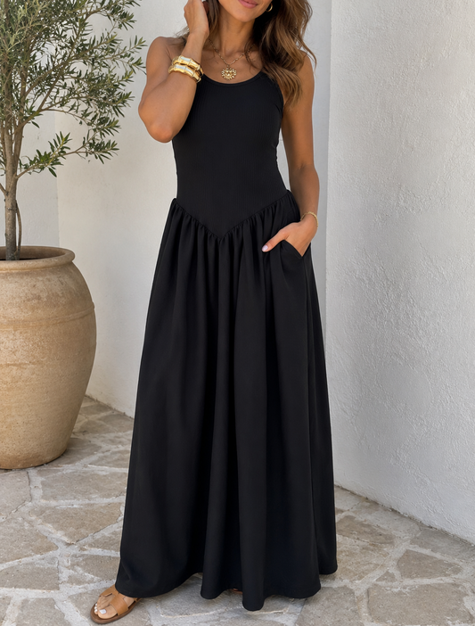 Black Ribbed Maxi Dress