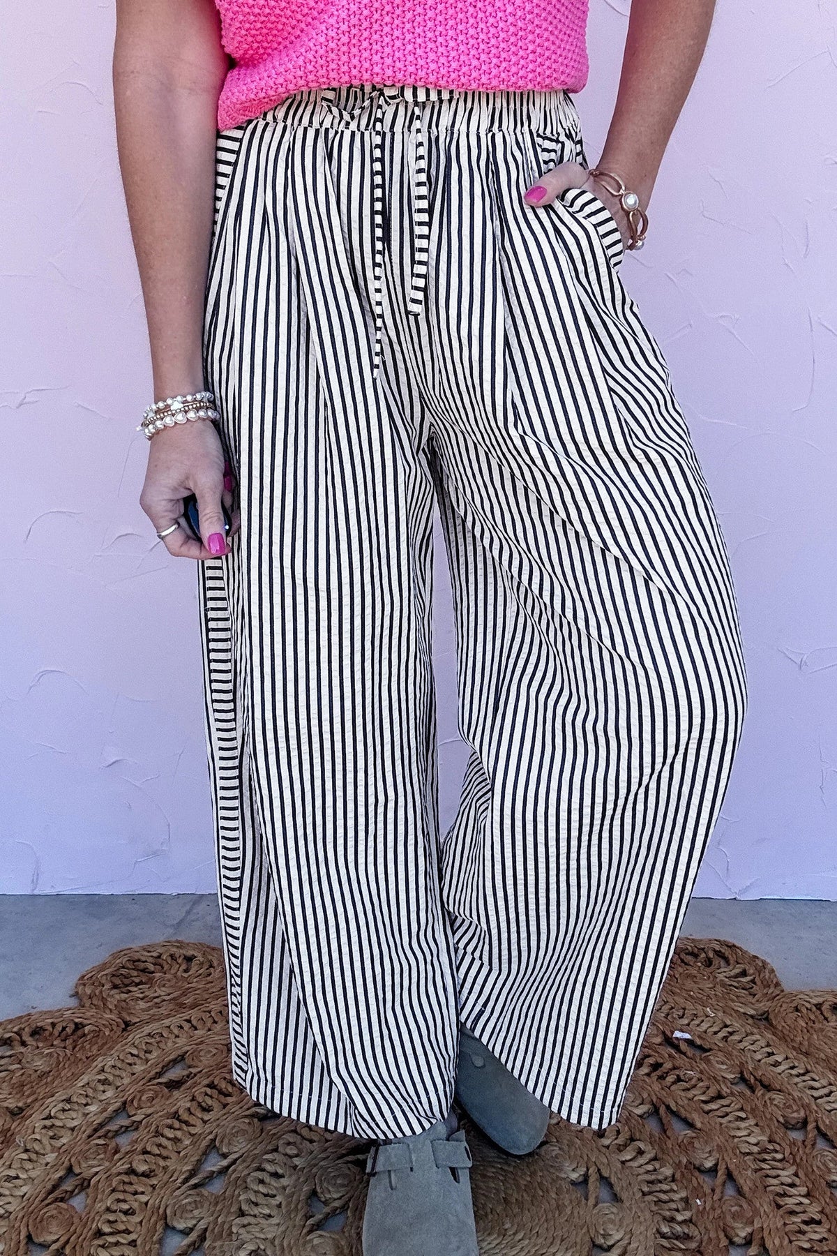 Black Stripe Casual Pants  RTS