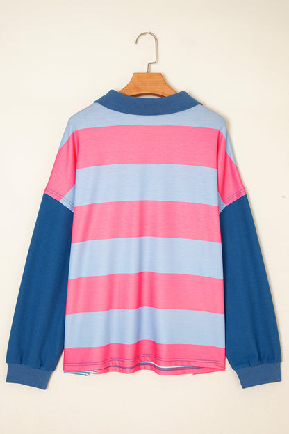 Blue Stripe Colorblock Plus Pullover LT